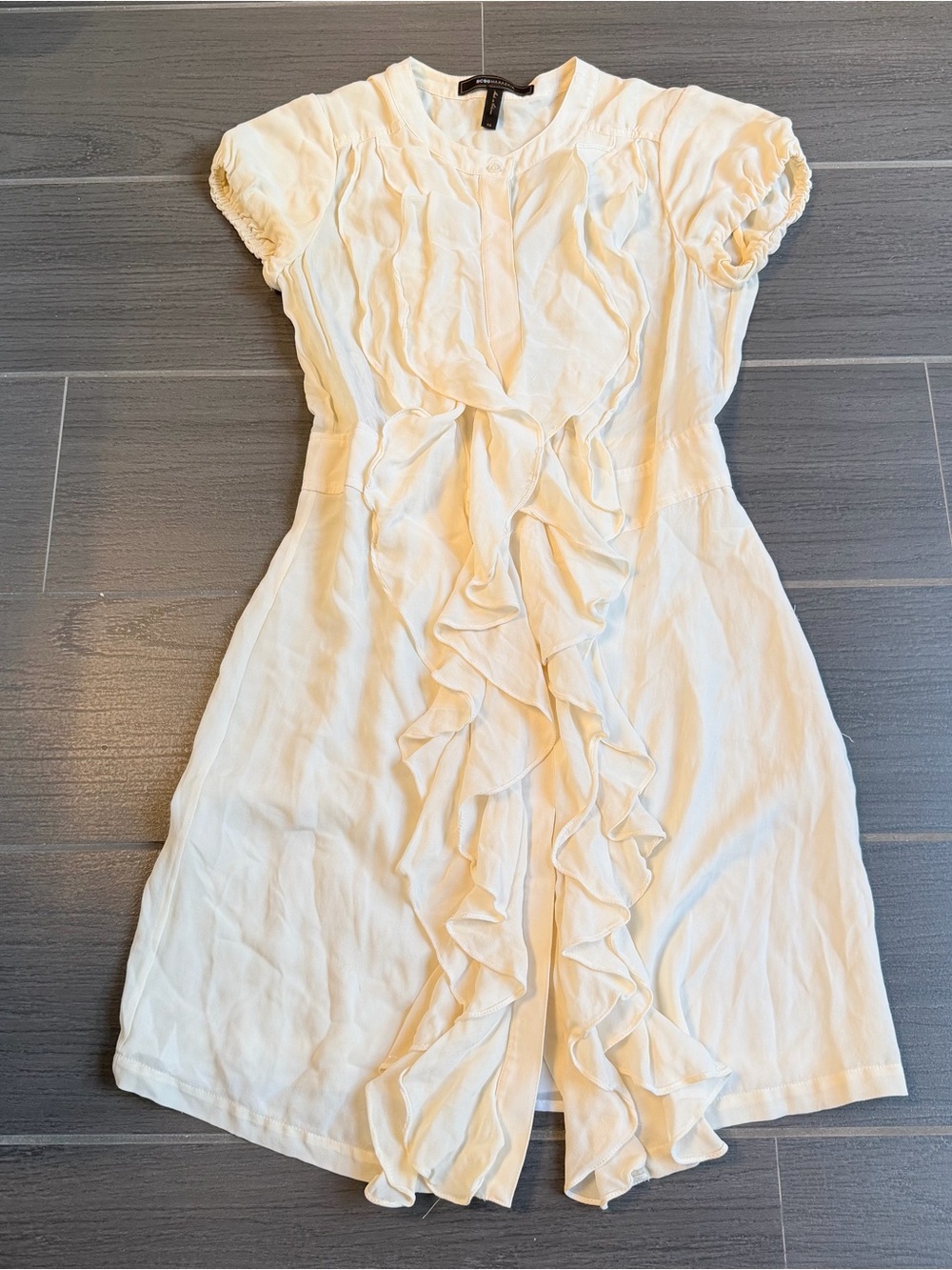 BCBGMaxAzria Cream Silk-Look Blouse